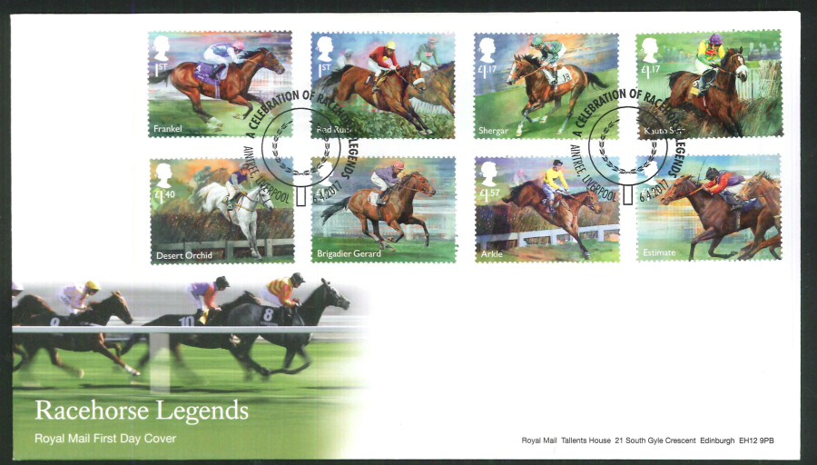 2017 - First Day Cover "Racehorse Legends" -Aintree Postmark - Click Image to Close